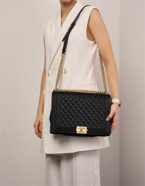 how to wear chanel boy flap bag|Chanel black boyfriend bag.